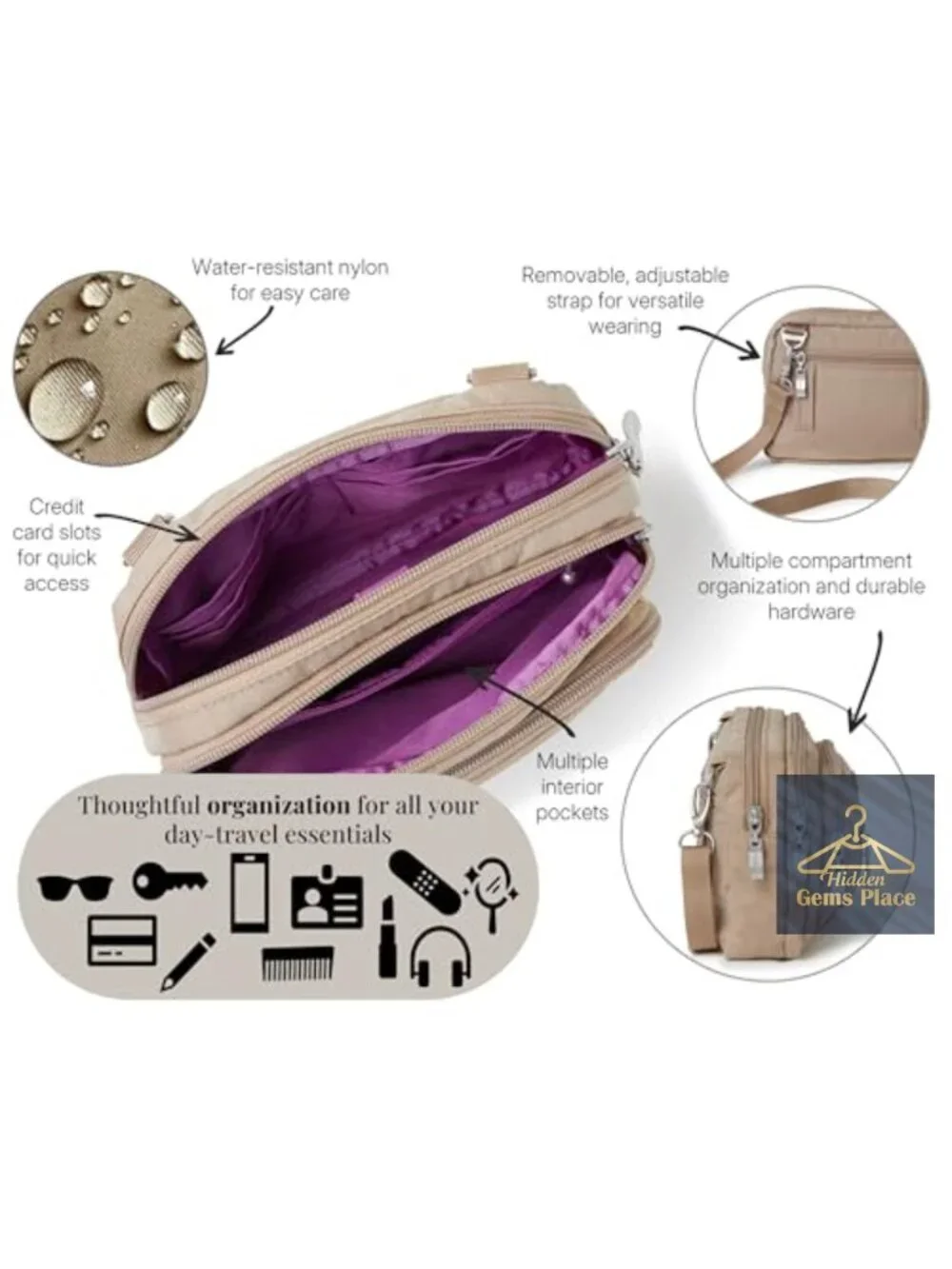Convertible Crossbody Fanny Pack - Lightweight Nylon Travel Bag
